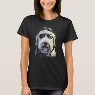 Aviation Bobtail Airplane Pilot Old English Sheepd T-Shirt