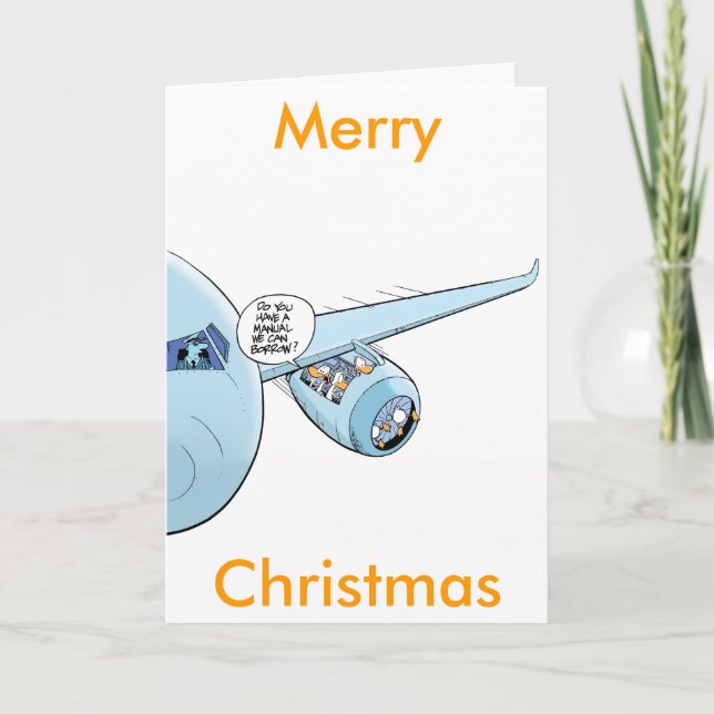 Aviation Cartoon Christmas Card (Front)