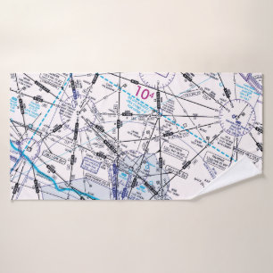 Aviation Chart Bath Towel