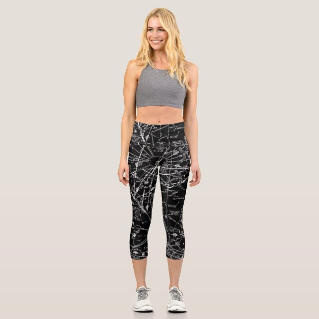 Aviation Chart Capri Leggings (Front)