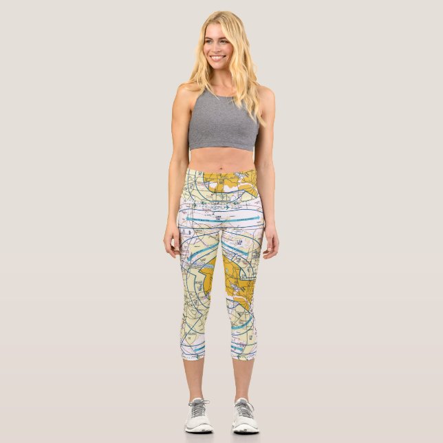 Aviation chart capri leggings (Front)
