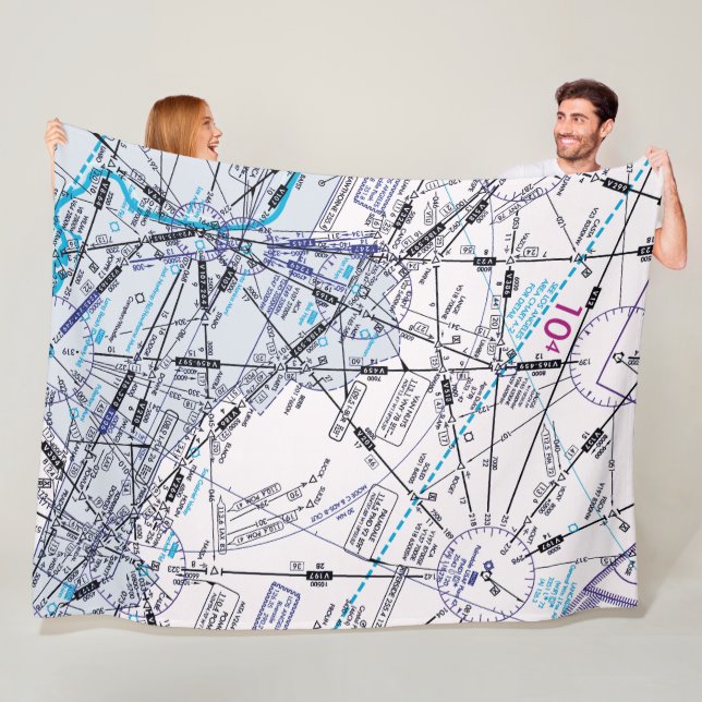 Aviation Chart Fleece Blanket (In Situ)