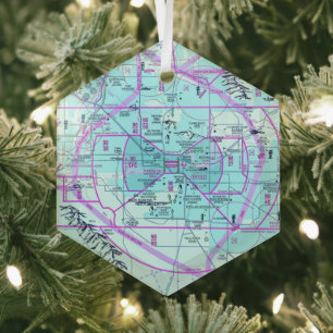 Aviation Chart Glass Ornament
