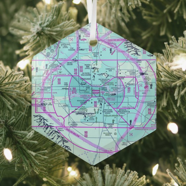 Aviation Chart Glass Ornament (Insitu)