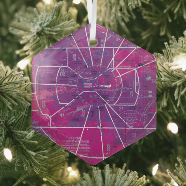 Aviation Chart Glass Ornament (Insitu)