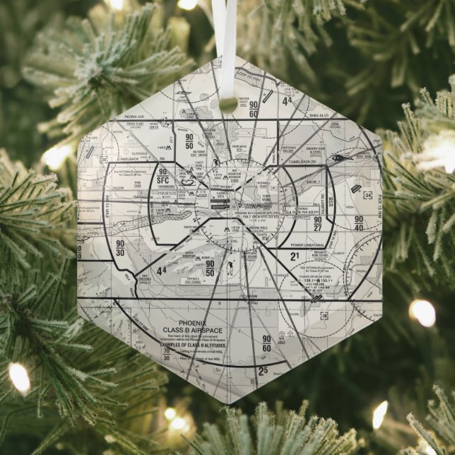 Aviation Chart Glass Ornament (Insitu)