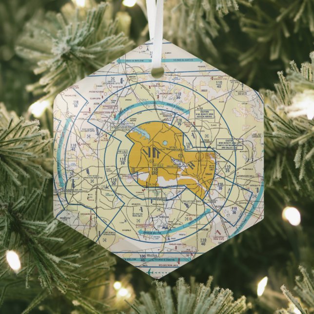 Aviation Chart Glass Ornament (Insitu)