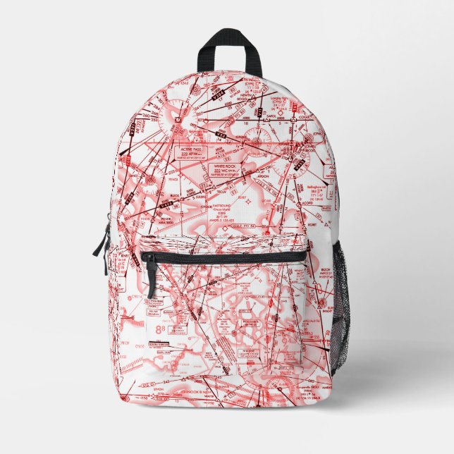 Aviation Chart Printed Backpack (Front)