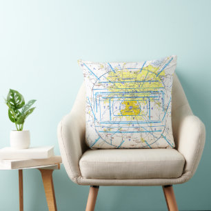 Aviation Chart Throw Pillow