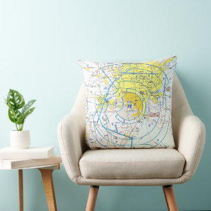 Aviation Chart Throw Pillow