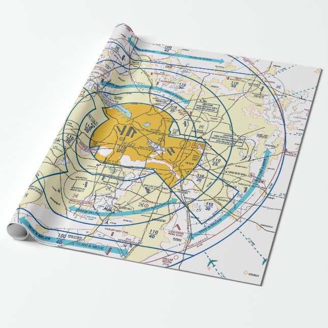 Aviation Chart Wrapping Paper (Unrolled)