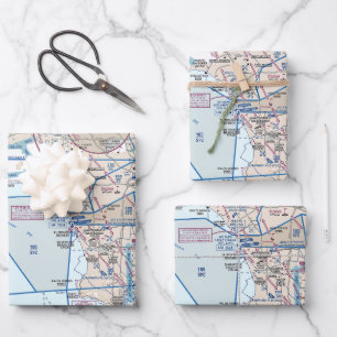 Aviation Chart Wrapping Paper Sheet