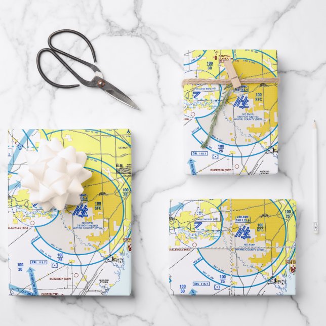 Aviation Chart Wrapping Paper Sheet (Front)