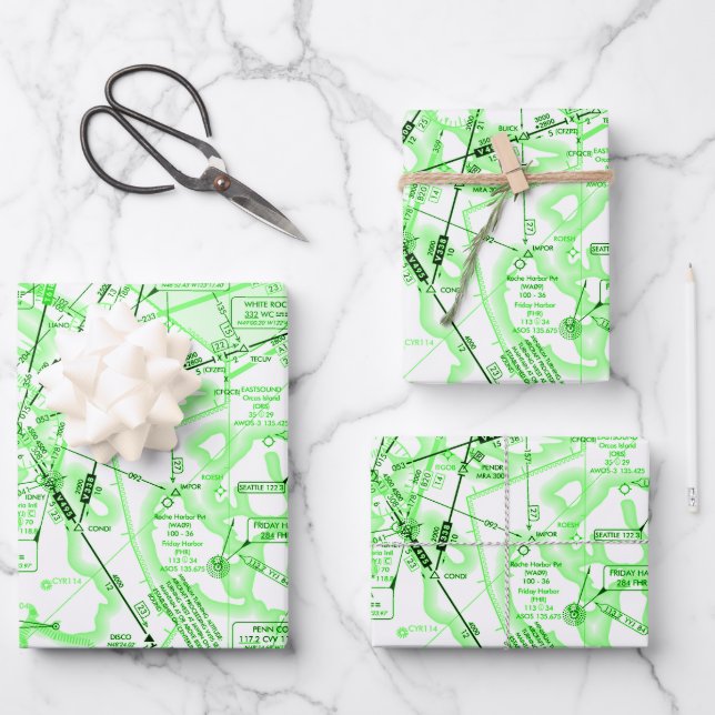 Aviation Chart Wrapping Paper Sheet (Front)