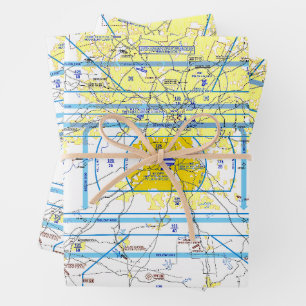 Aviation Chart Wrapping Paper Sheet