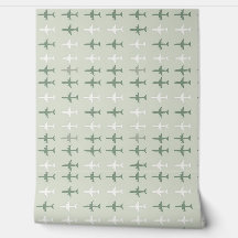 Aviation Dream Soft Green Airplane Pattern