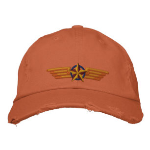 Aviation Embroidered Star Badge Pilot Wings Embroidered Hat