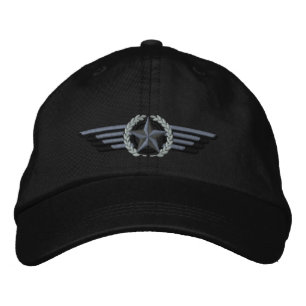 Aviation Embroidered Star Laurels Pilot Wings Embroidered Hat
