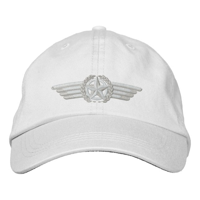 Aviation Embroidered Star Laurels Pilot Wings Hat (Front)