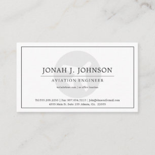 Aviation Engineer  Minimal Style BW Business Card
