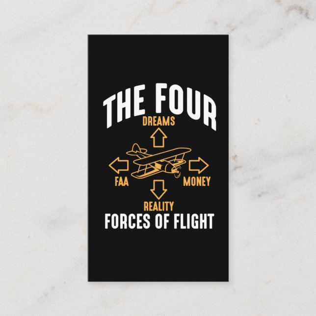 Aviation Fan Funny Pilot Four Forces of Flight Business Card (Front)