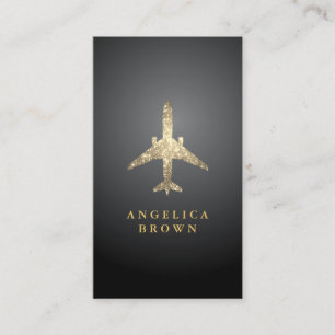Aviation - Faux Glitter Airplane Business Card
