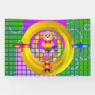 Aviation Flying Blue Red Plane Bowtie Teddy  Banner