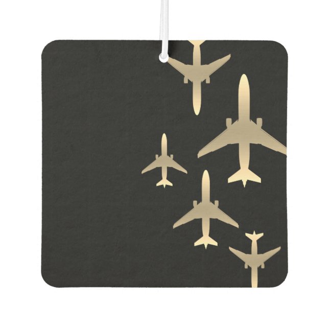 Aviation Gold Airplanes Air Freshener (Front)
