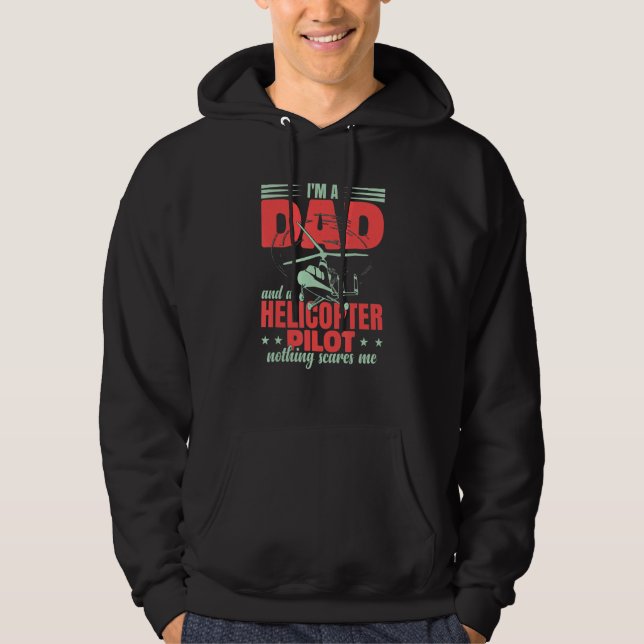 Aviation Helicopter Men Pilot Dad Hoodie (Front)