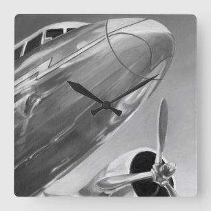 Aviation Icon: Up-Close View Square Wall Clock