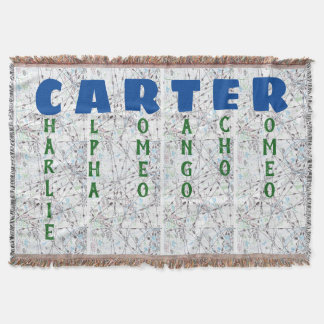 Aviation Map Personalized Phonetic Alphabet Throw Blanket