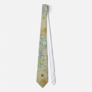 Aviation Map with Plane Tie