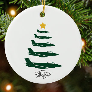 Aviation Military Airplane Christmas Tree Custom Ceramic Ornament