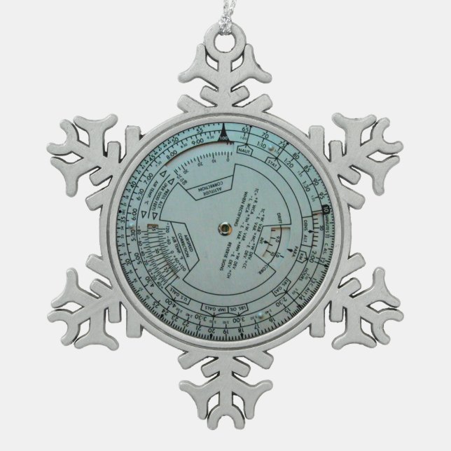 Aviation Navigation Compute Snowflake Pewter Christmas Ornament (Front)