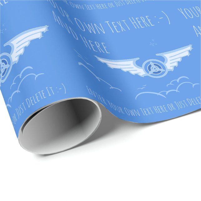 Aviation. Pilot, Aircraft, Airforce Gift Template Wrapping Paper (Roll Corner)