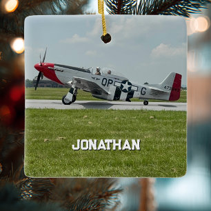 Aviation Pilot P-51 Mustang Airplane Photo Custom Ceramic Ornament