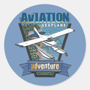 Aviation Seaplane Adventure Classic Round Sticker