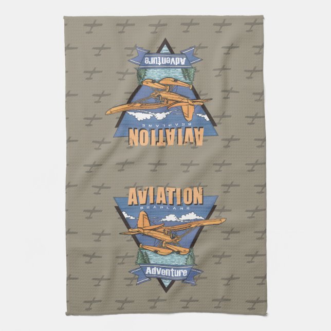 Aviation Seaplane Adventure Kitchen Towel (Vertical)