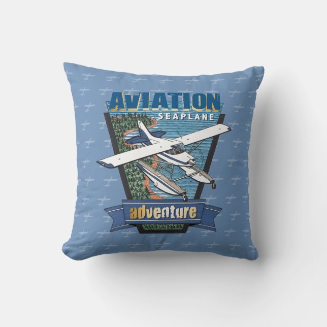 Aviation Seaplane Adventure Throw Pillow (Front)
