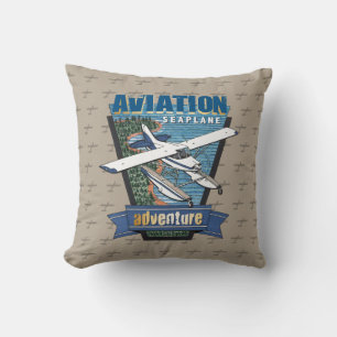 Aviation Seaplane Adventure Throw Pillow