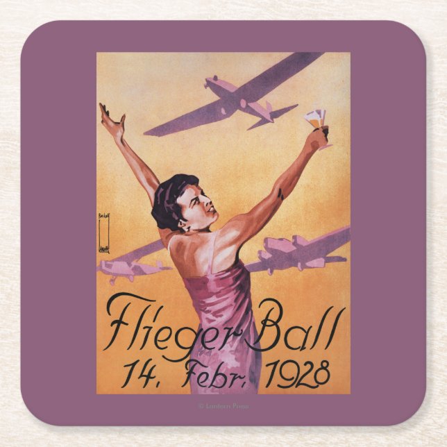 Aviation Show at Hotel Wagner Promo Poster Square Paper Coaster (Front)