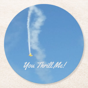 Aviation Vintage Airplane Round Paper Coaster