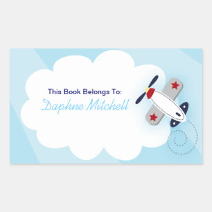 Aviator Airplane Custom Book Plate Sticker