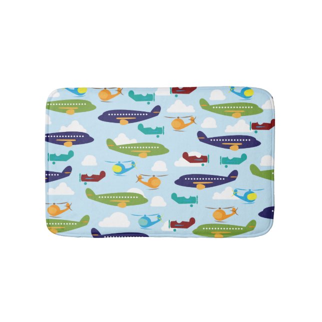 Aviator Airplane Pattern Bath Mat (Front)
