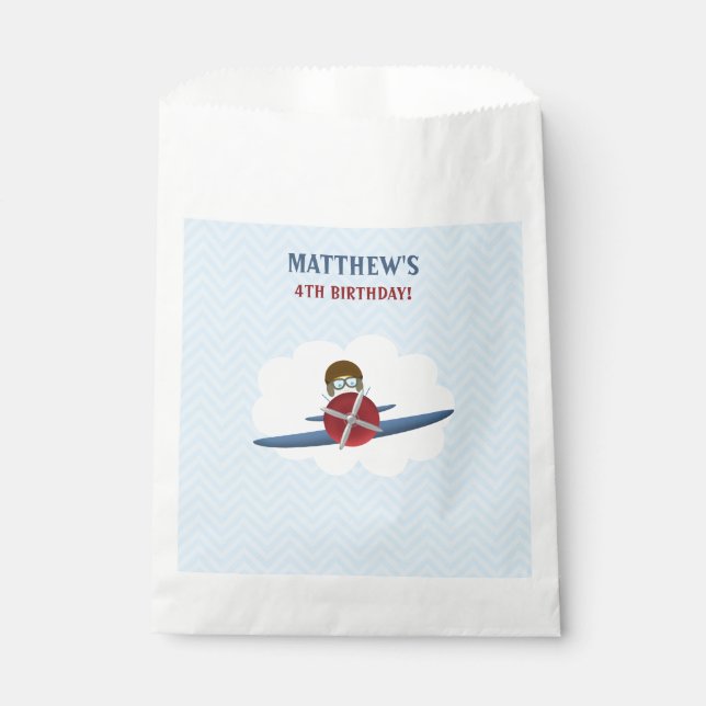 Aviator and His Plane Favour Bag (Front)