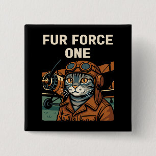 Aviator Cat Flying Feline Commander 2 Inch Square Button