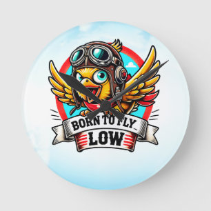 Aviator Chick Round Clock