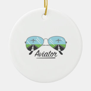 Aviator Glasses Ceramic Ornament