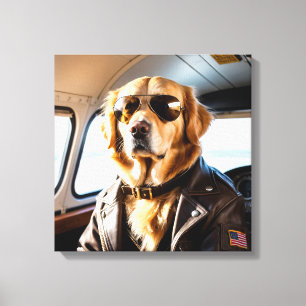 Aviator Golden Retriever Canvas Print