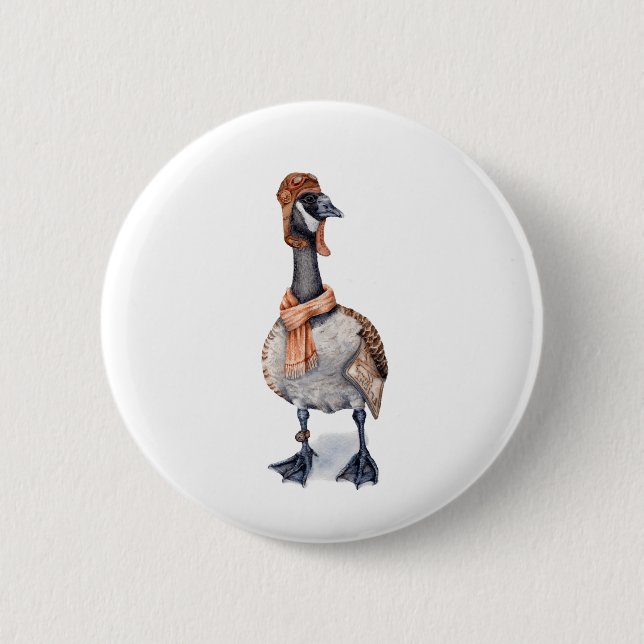 Aviator Goose 2 Inch Round Button (Front)